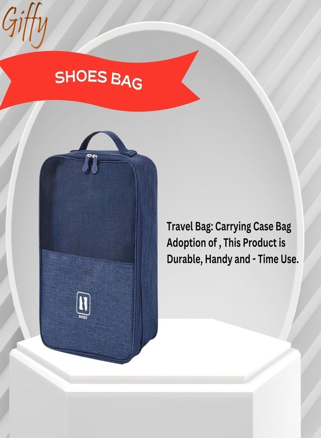 Giffy Shoe Bag, Pouch 3 in 1 Large Capacity Waterproof Durable Breathable Organizer Holder for Travel, Business Trips, Gym, Multi-Functional, Convenient to Carry Polyester Blue - Image 3